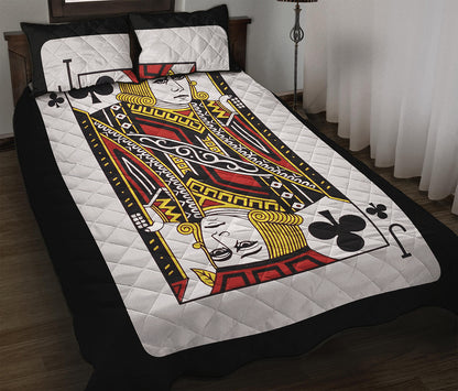 Jack Of Clubs Playing Card Print Quilt Bed Set