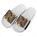 Jack Of Clubs Playing Card Print White Slide Sandals