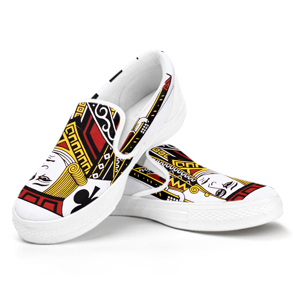 Jack Of Clubs Playing Card Print White Slip On Shoes