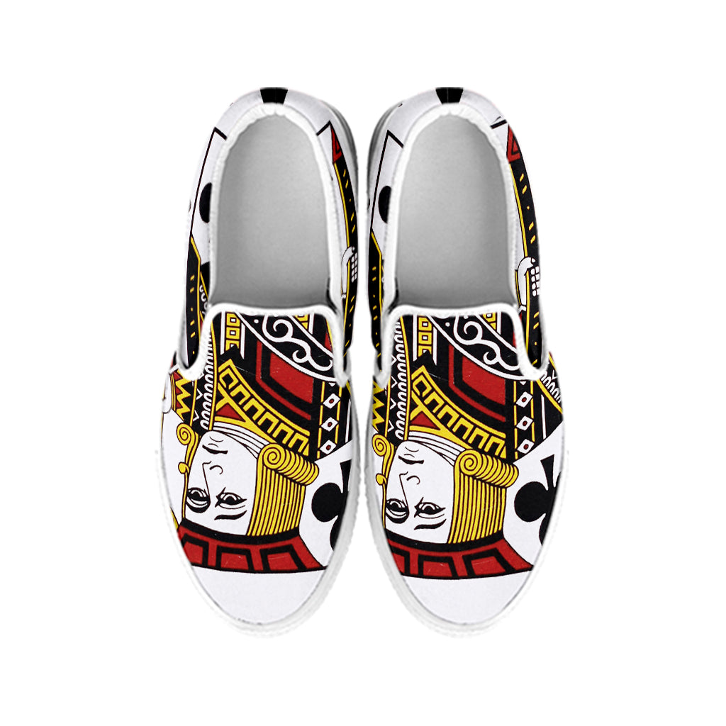 Jack Of Clubs Playing Card Print White Slip On Shoes