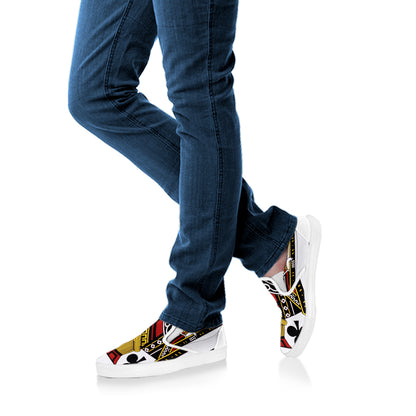 Jack Of Clubs Playing Card Print White Slip On Shoes