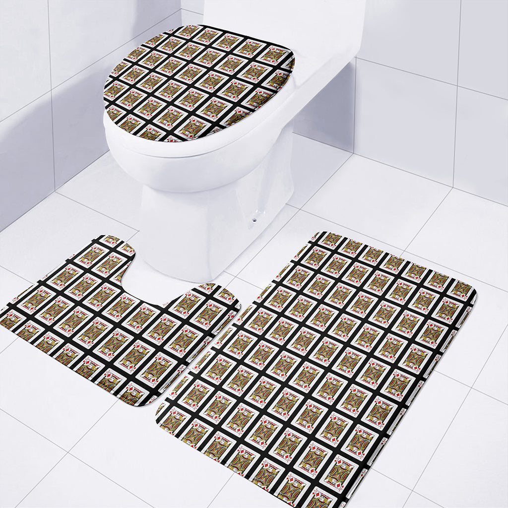 Jack Of Diamonds Playing Card Pattern Print 3 Piece Bath Mat Set