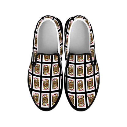 Jack Of Diamonds Playing Card Pattern Print Black Slip On Shoes