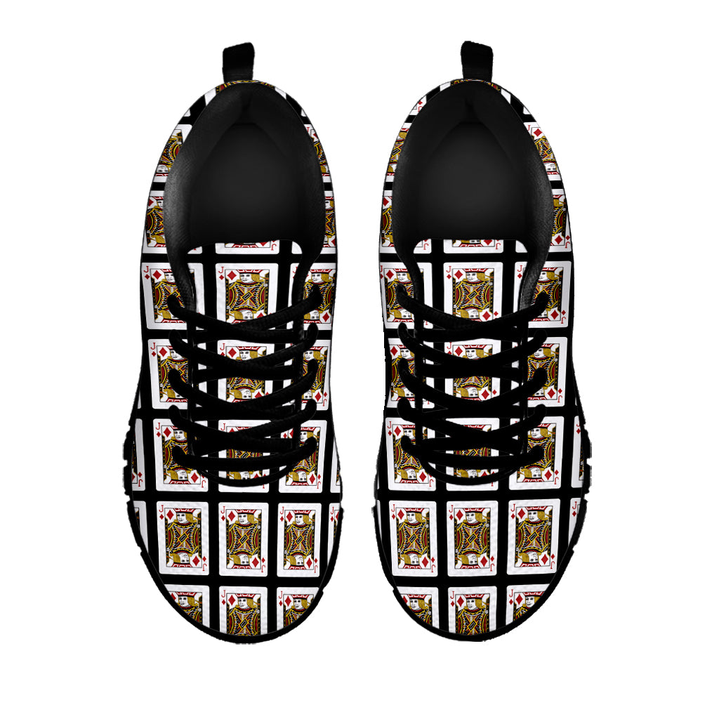Jack Of Diamonds Playing Card Pattern Print Black Sneakers