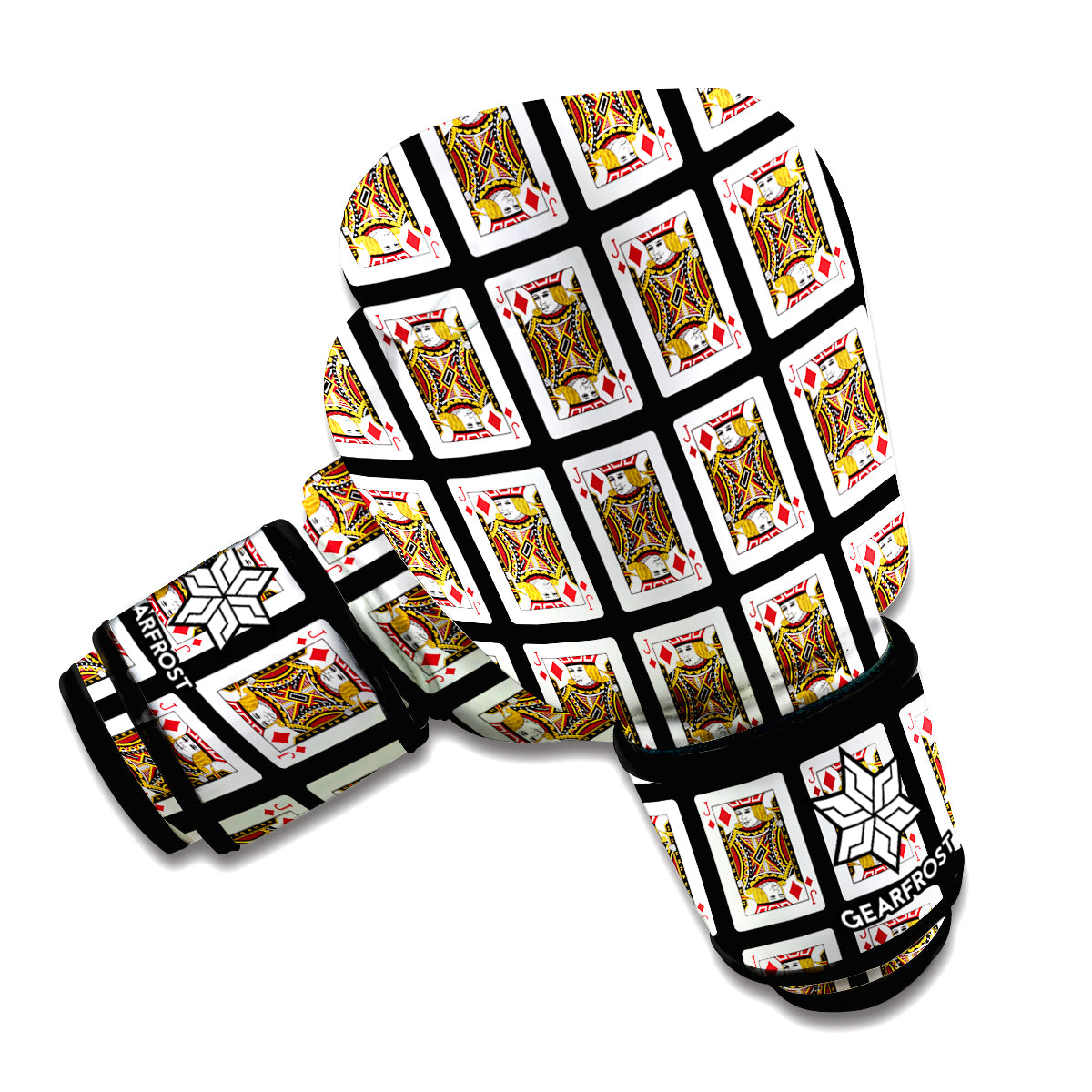 Jack Of Diamonds Playing Card Pattern Print Boxing Gloves