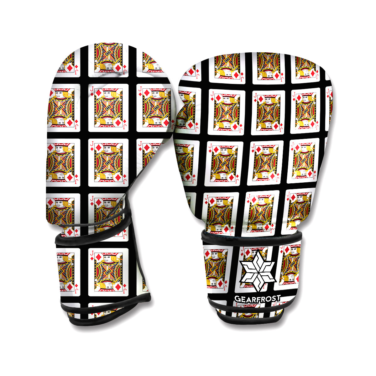 Jack Of Diamonds Playing Card Pattern Print Boxing Gloves