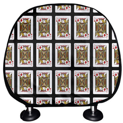 Jack Of Diamonds Playing Card Pattern Print Car Headrest Covers