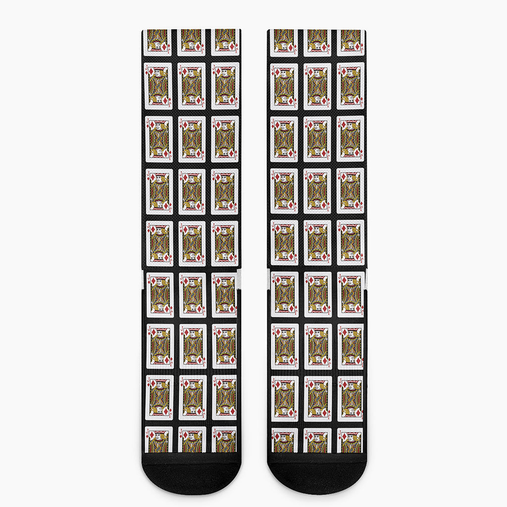 Jack Of Diamonds Playing Card Pattern Print Crew Socks