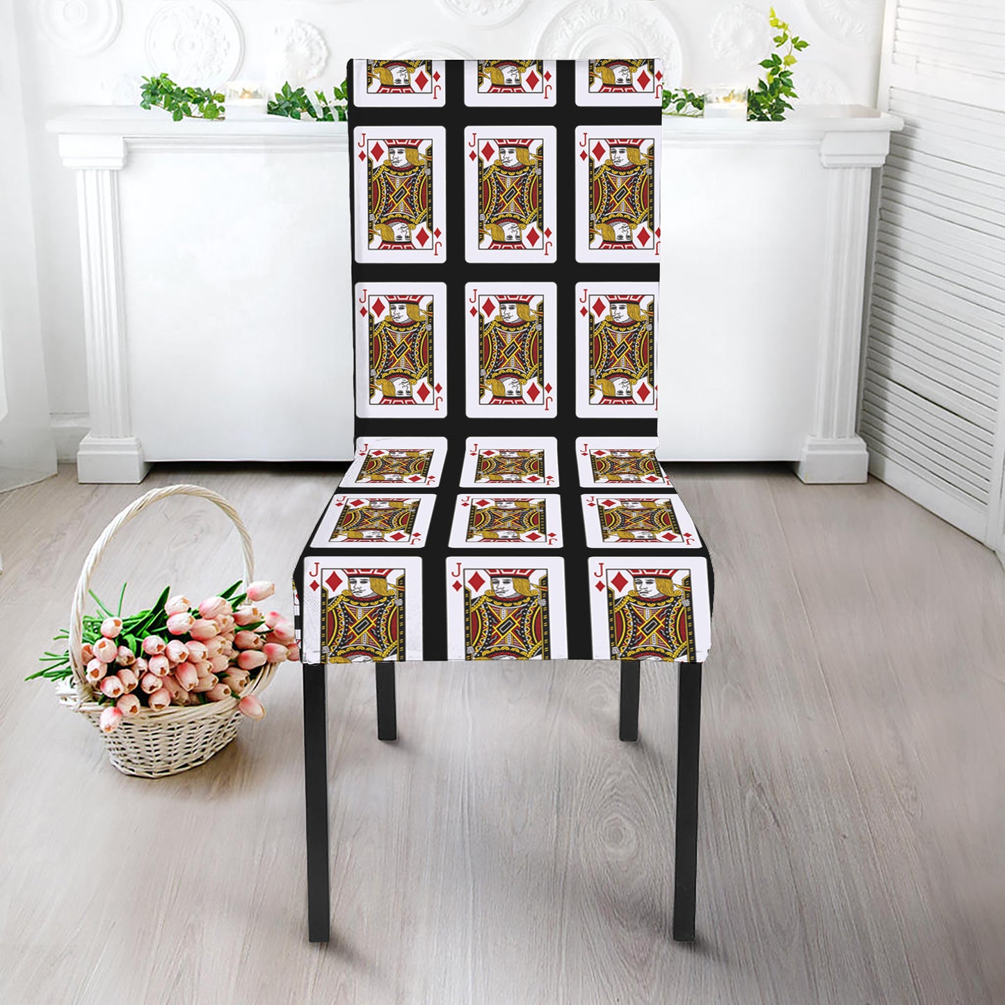 Jack Of Diamonds Playing Card Pattern Print Dining Chair Slipcover
