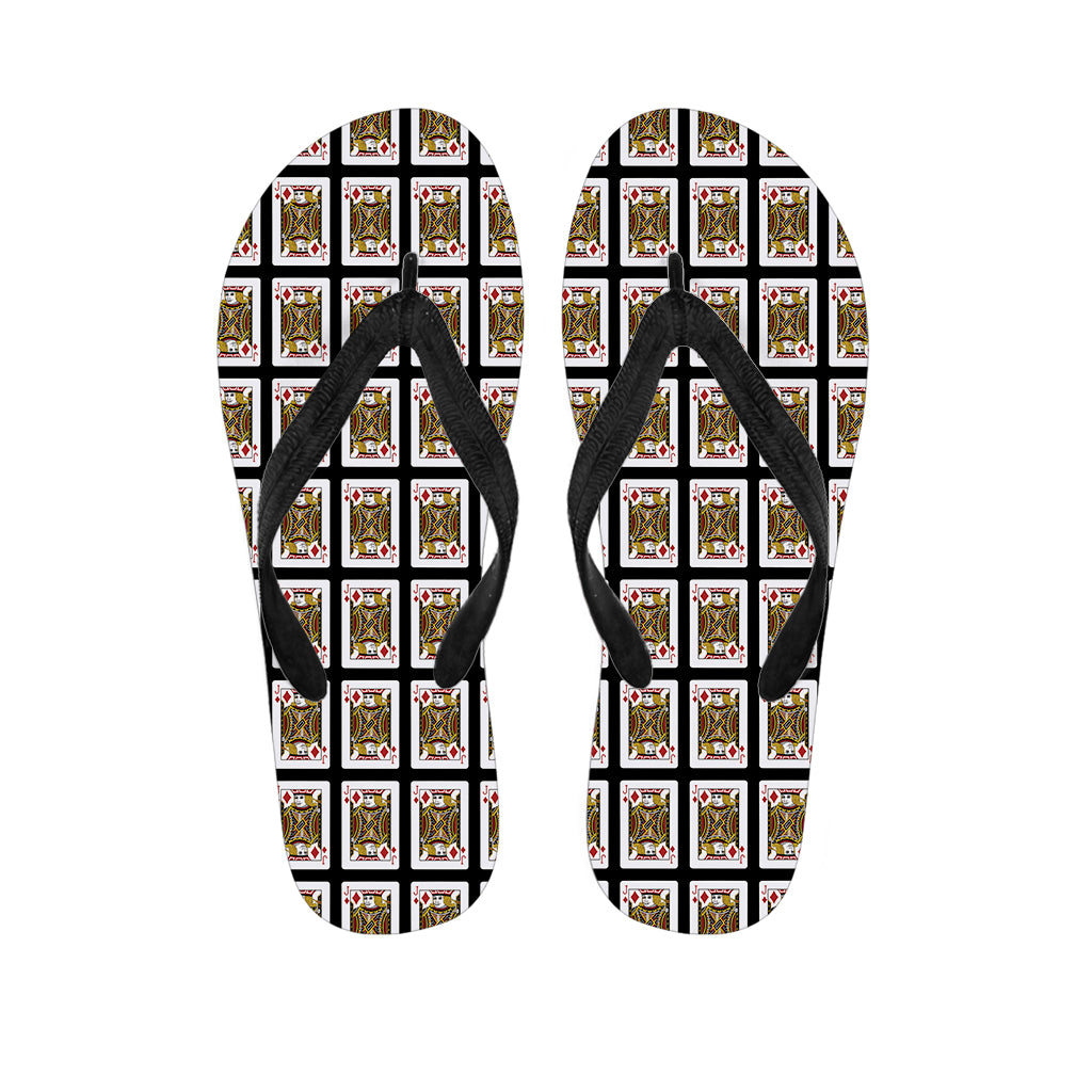 Jack Of Diamonds Playing Card Pattern Print Flip Flops