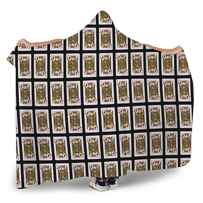 Jack Of Diamonds Playing Card Pattern Print Hooded Blanket