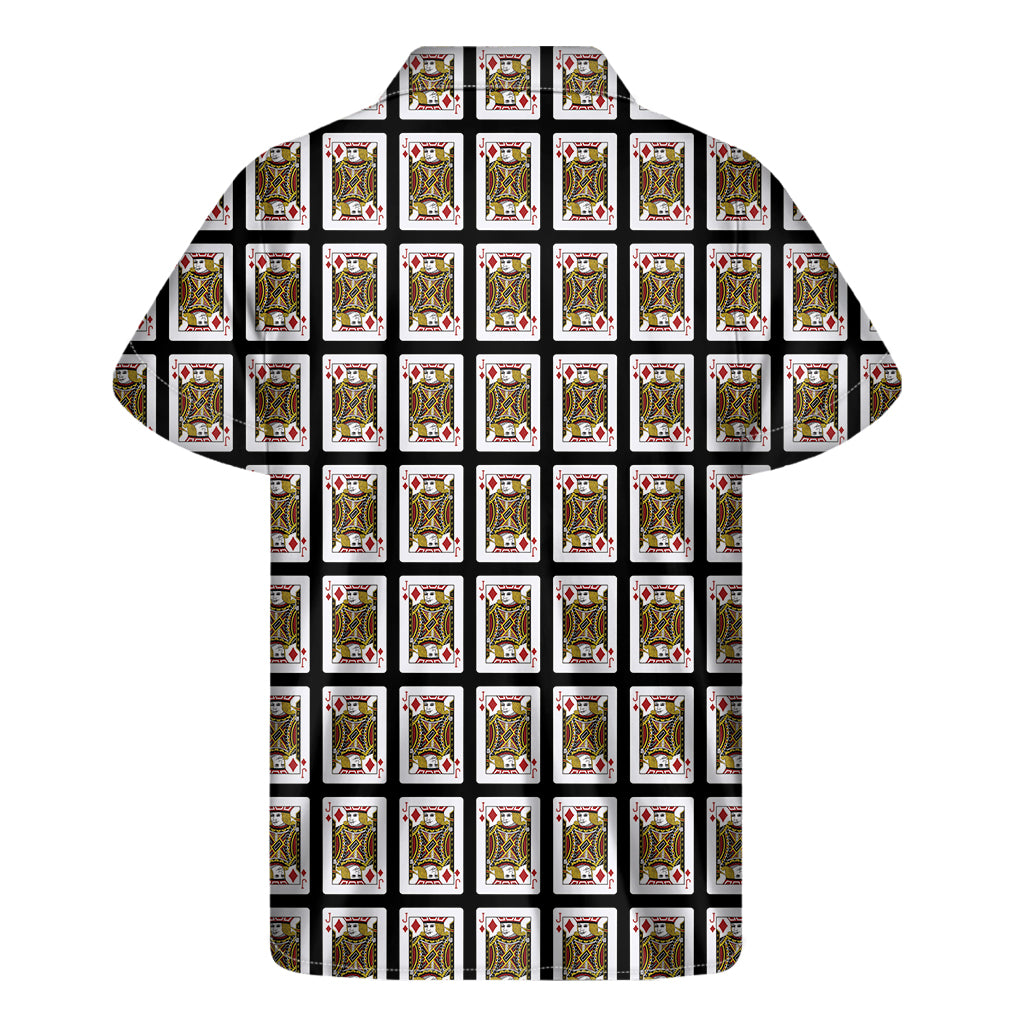 Jack Of Diamonds Playing Card Pattern Print Men's Short Sleeve Shirt