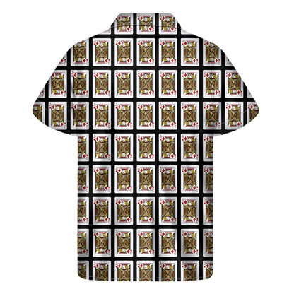 Jack Of Diamonds Playing Card Pattern Print Men's Short Sleeve Shirt