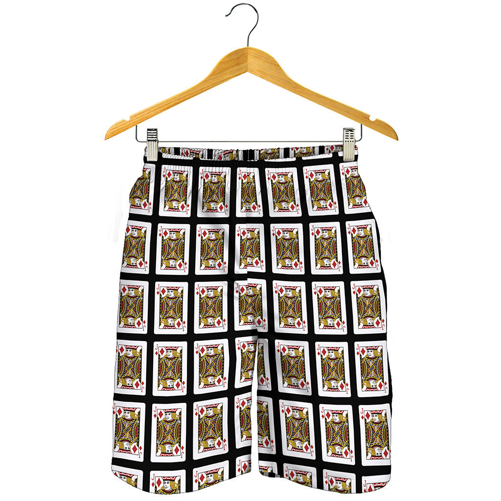Jack Of Diamonds Playing Card Pattern Print Men's Shorts