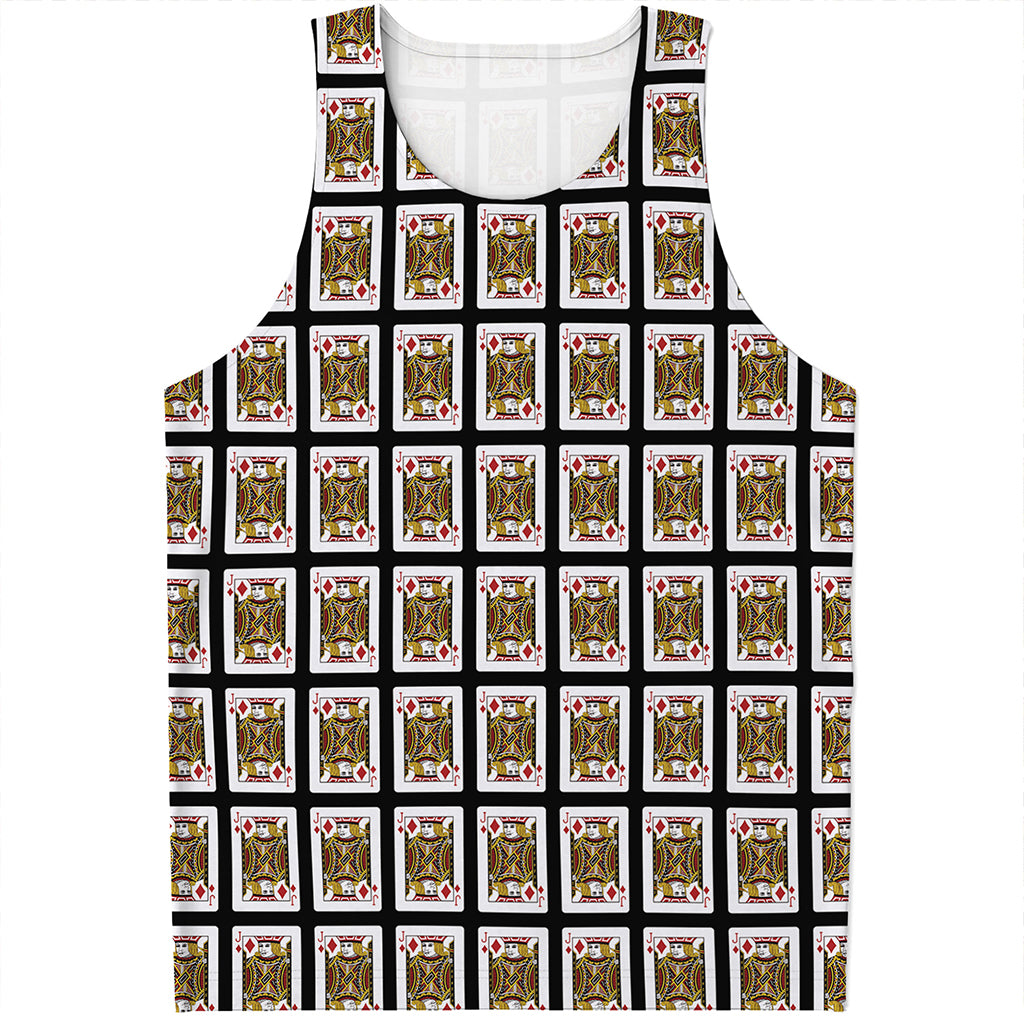 Jack Of Diamonds Playing Card Pattern Print Men's Tank Top