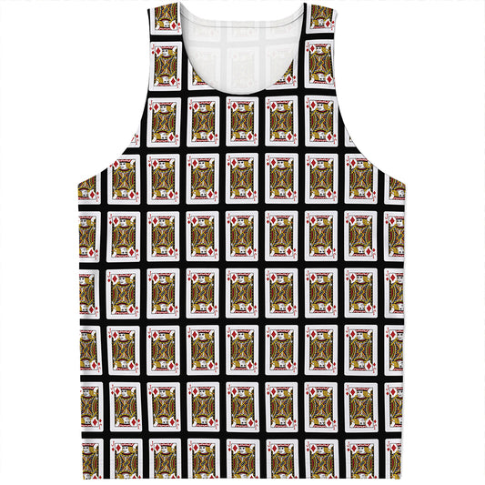 Jack Of Diamonds Playing Card Pattern Print Men's Tank Top