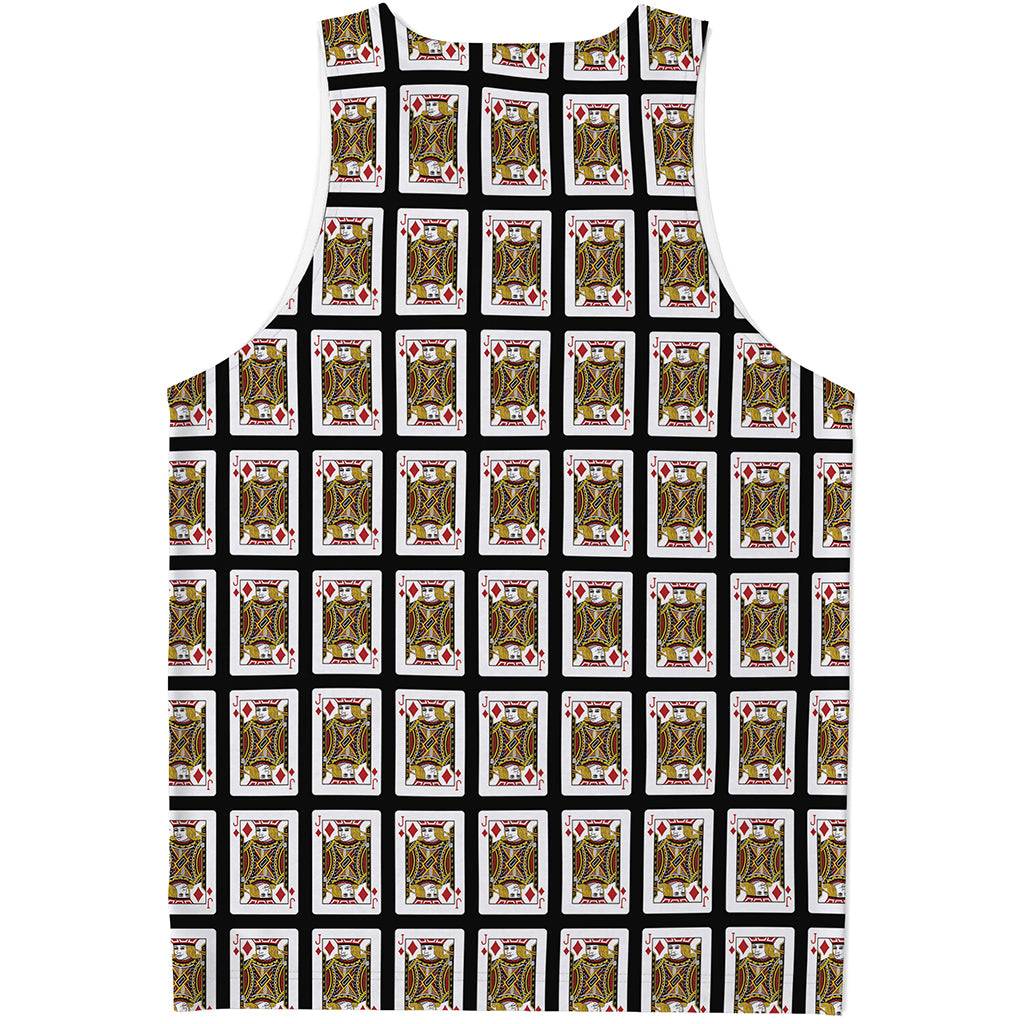 Jack Of Diamonds Playing Card Pattern Print Men's Tank Top