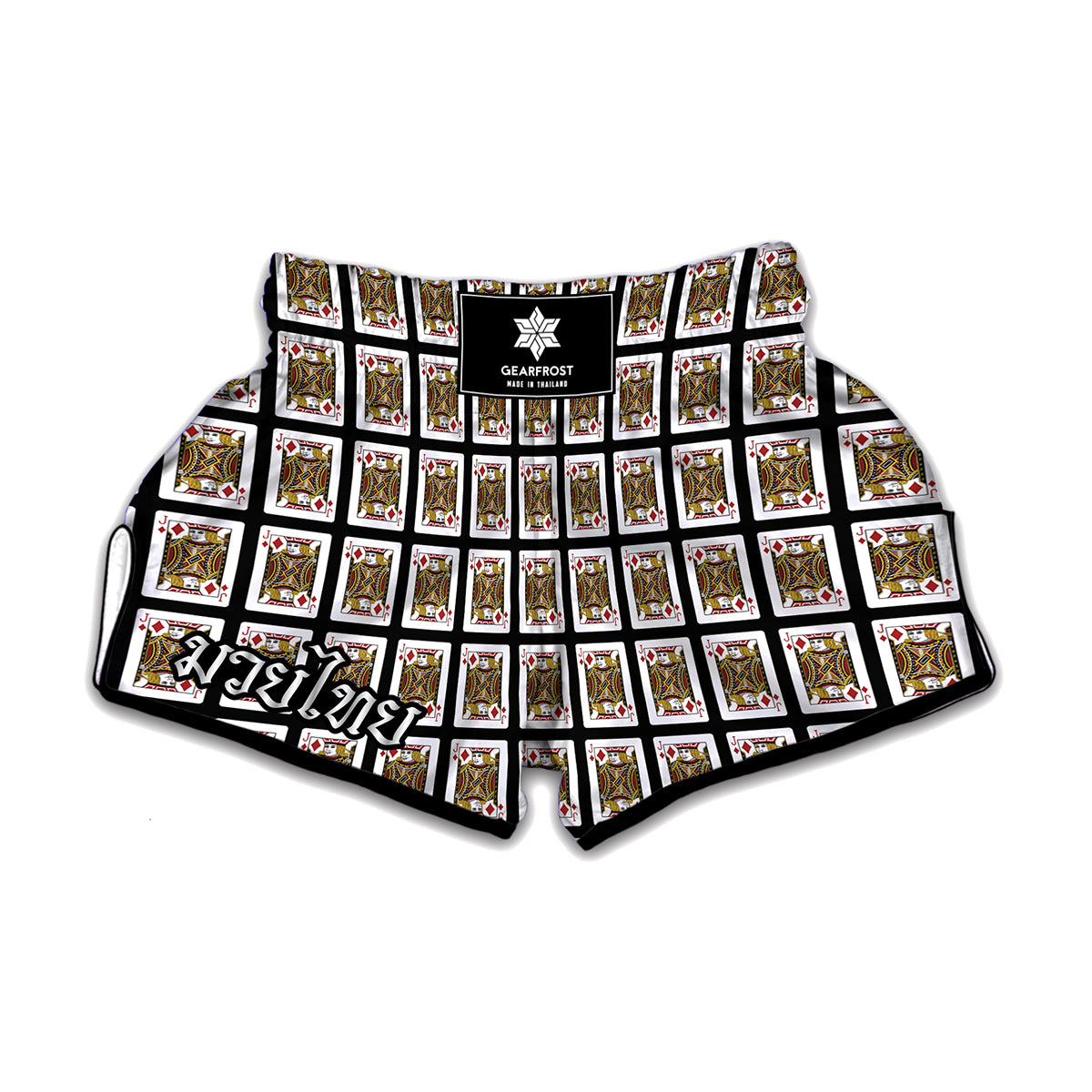 Jack Of Diamonds Playing Card Pattern Print Muay Thai Boxing Shorts