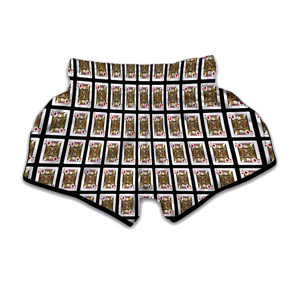 Jack Of Diamonds Playing Card Pattern Print Muay Thai Boxing Shorts