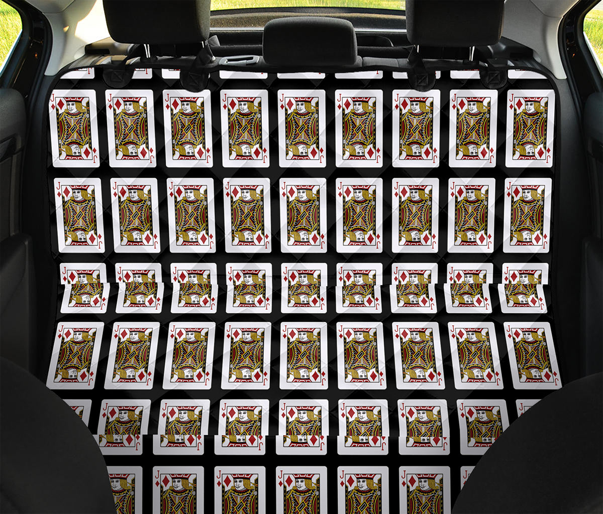 Jack Of Diamonds Playing Card Pattern Print Pet Car Back Seat Cover