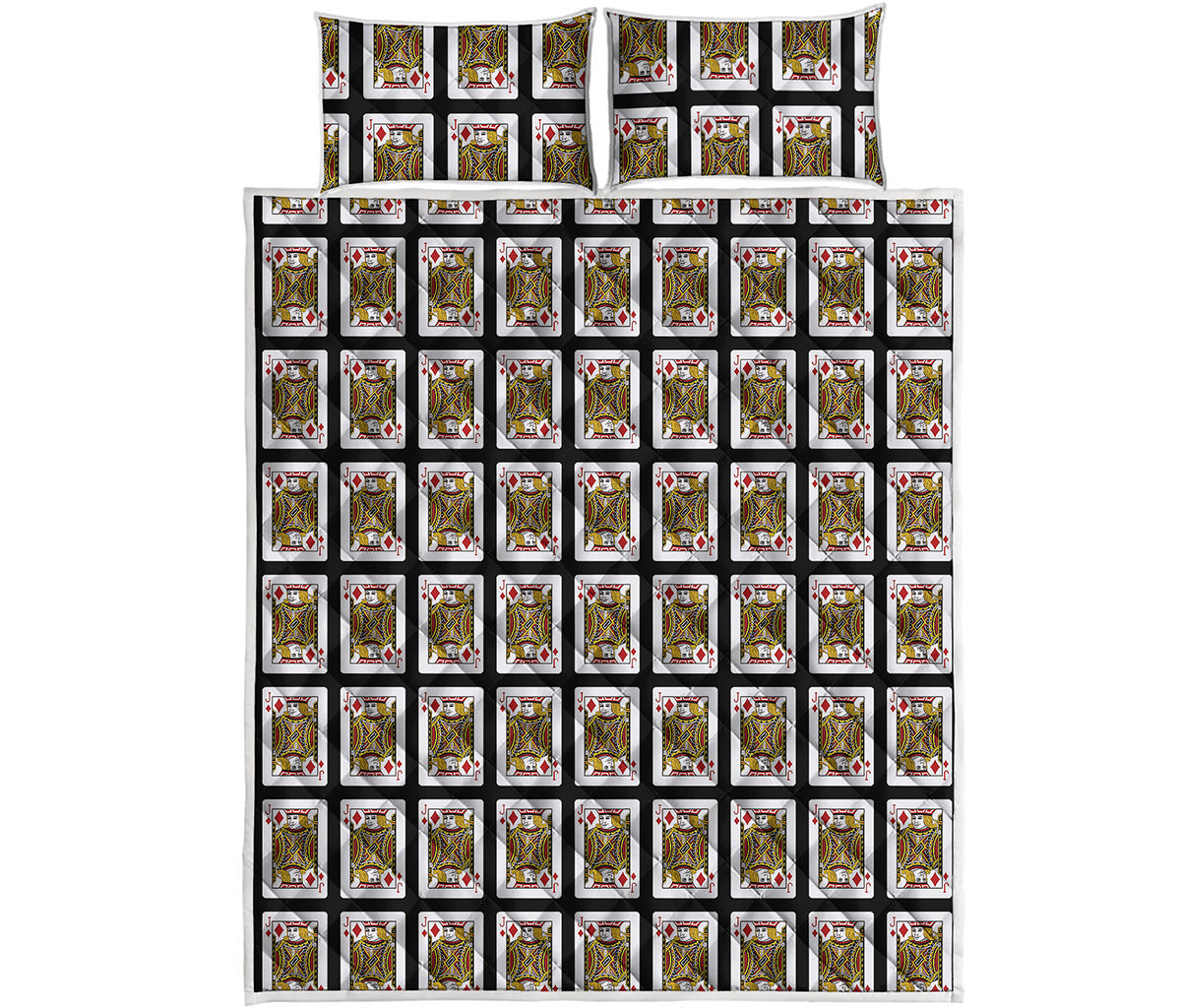 Jack Of Diamonds Playing Card Pattern Print Quilt Bed Set