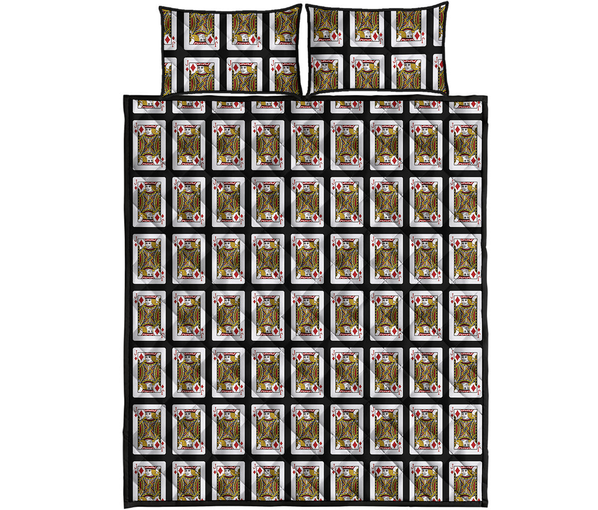 Jack Of Diamonds Playing Card Pattern Print Quilt Bed Set
