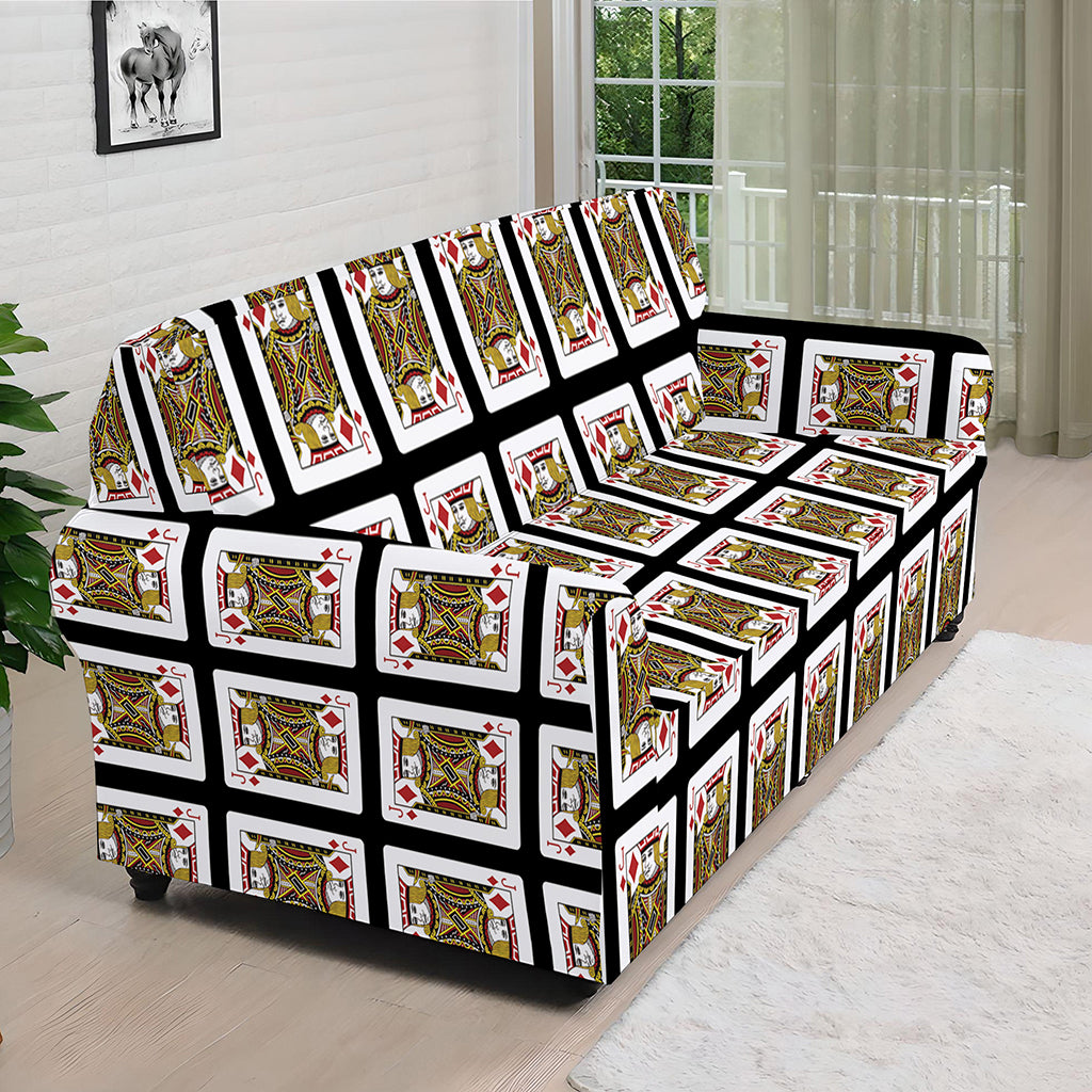 Jack Of Diamonds Playing Card Pattern Print Sofa Cover