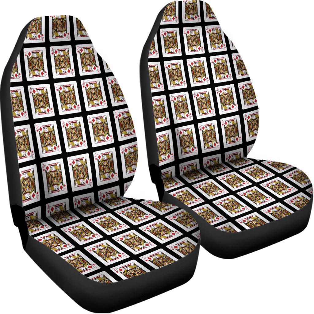 Jack Of Diamonds Playing Card Pattern Print Universal Fit Car Seat Covers