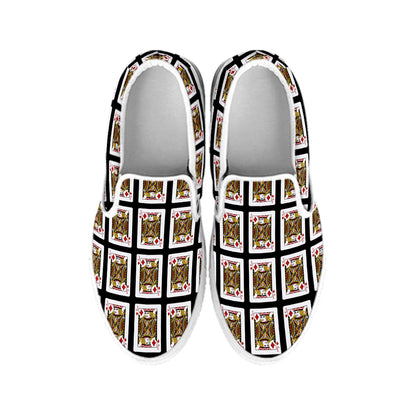 Jack Of Diamonds Playing Card Pattern Print White Slip On Shoes