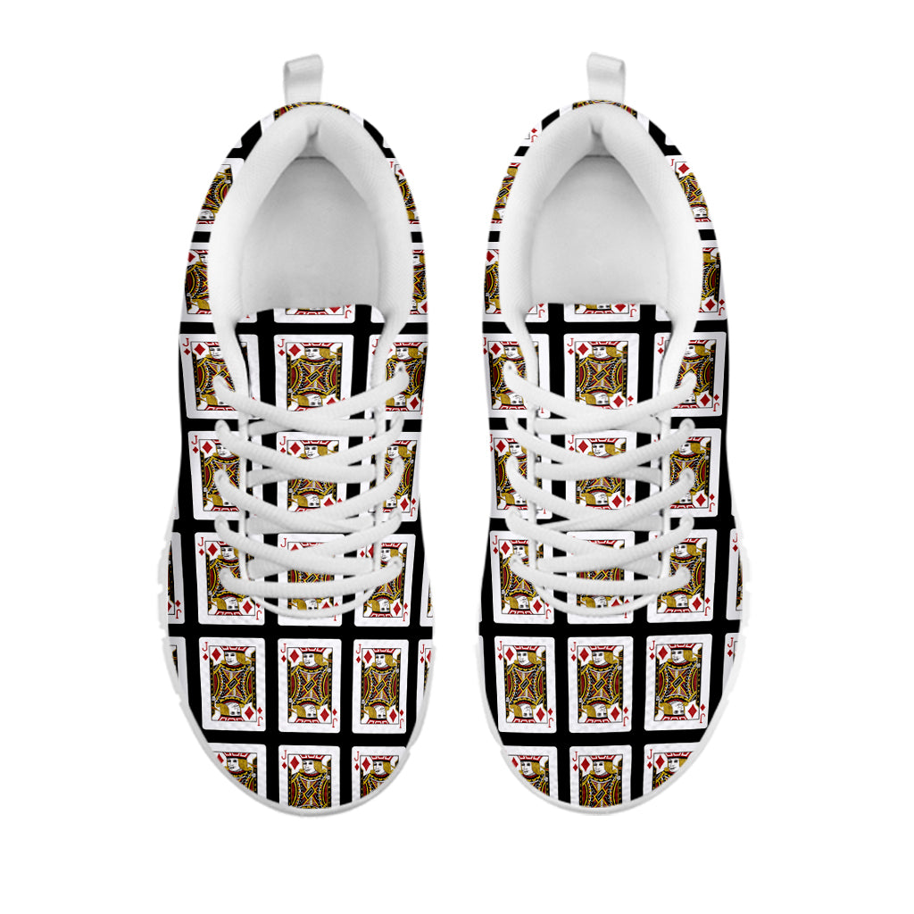 Jack Of Diamonds Playing Card Pattern Print White Sneakers