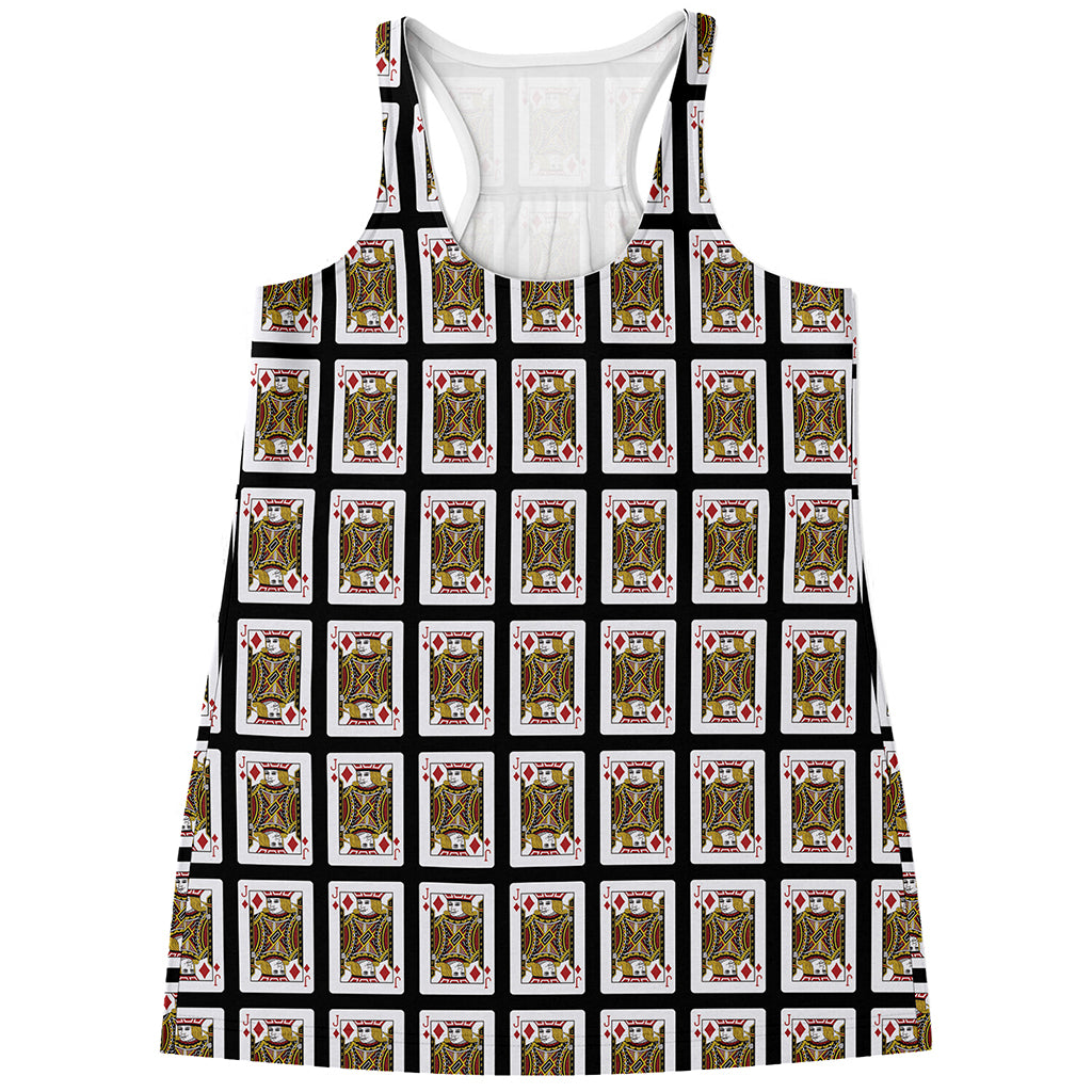 Jack Of Diamonds Playing Card Pattern Print Women's Racerback Tank Top