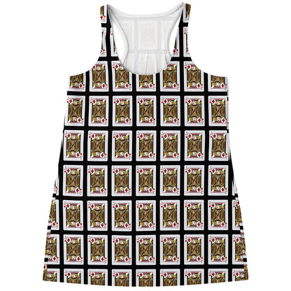 Jack Of Diamonds Playing Card Pattern Print Women's Racerback Tank Top