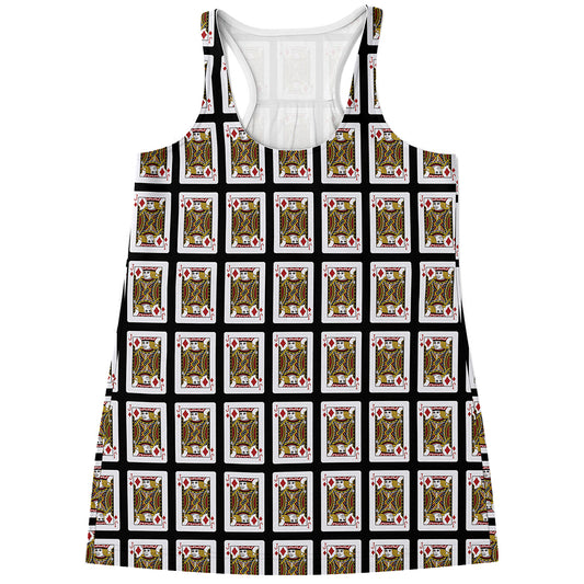 Jack Of Diamonds Playing Card Pattern Print Women's Racerback Tank Top