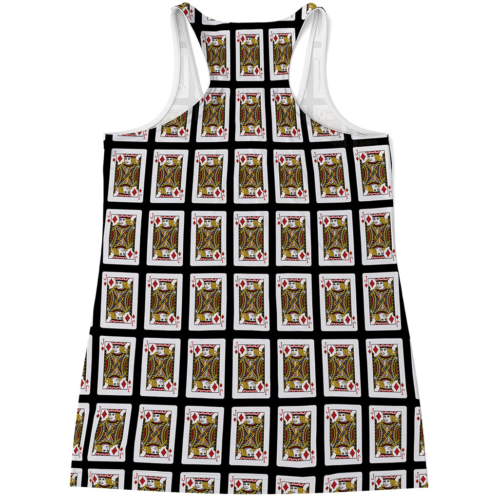 Jack Of Diamonds Playing Card Pattern Print Women's Racerback Tank Top