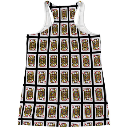 Jack Of Diamonds Playing Card Pattern Print Women's Racerback Tank Top