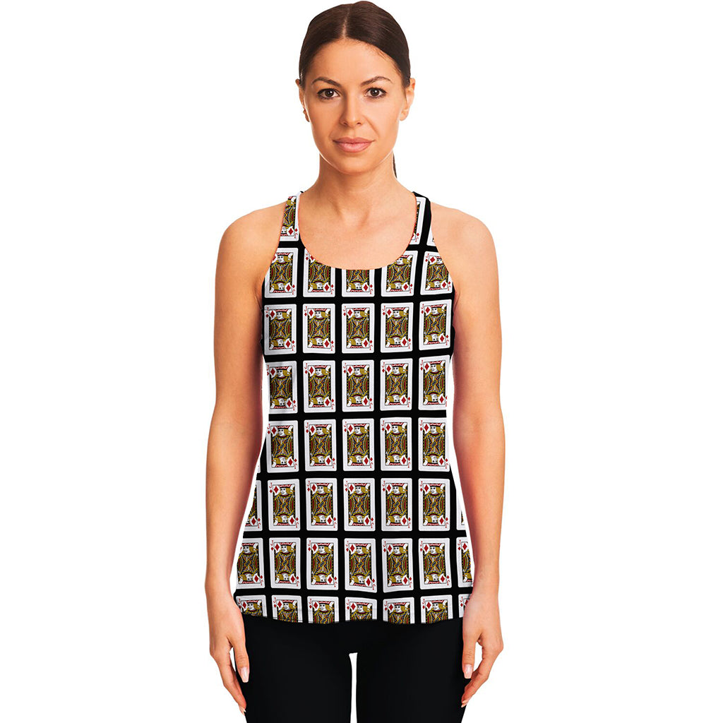 Jack Of Diamonds Playing Card Pattern Print Women's Racerback Tank Top