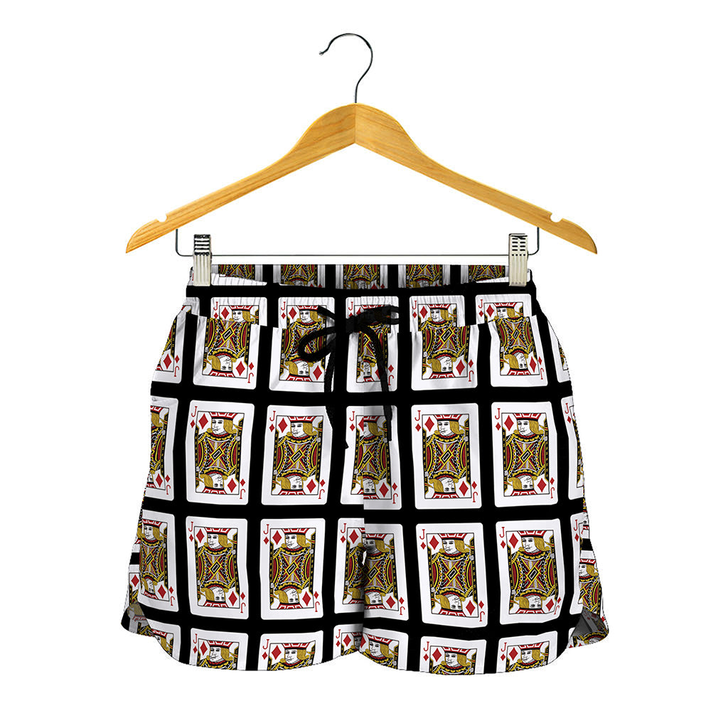 Jack Of Diamonds Playing Card Pattern Print Women's Shorts
