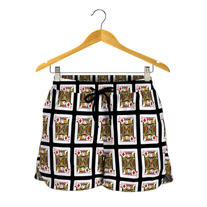 Jack Of Diamonds Playing Card Pattern Print Women's Shorts