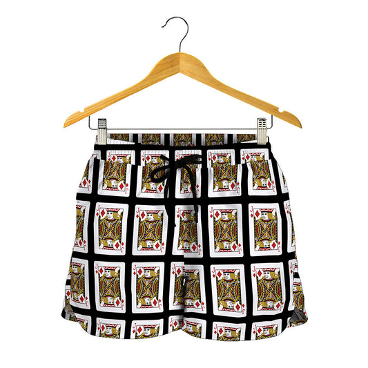 Jack Of Diamonds Playing Card Pattern Print Women's Shorts