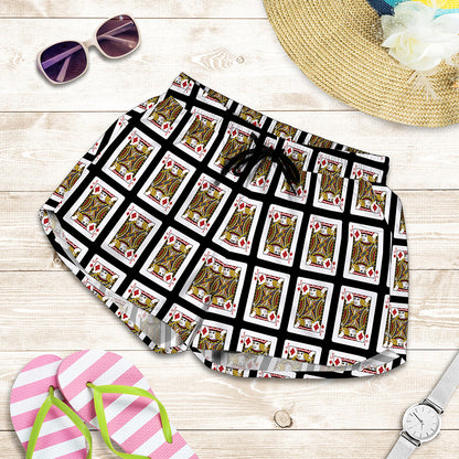 Jack Of Diamonds Playing Card Pattern Print Women's Shorts