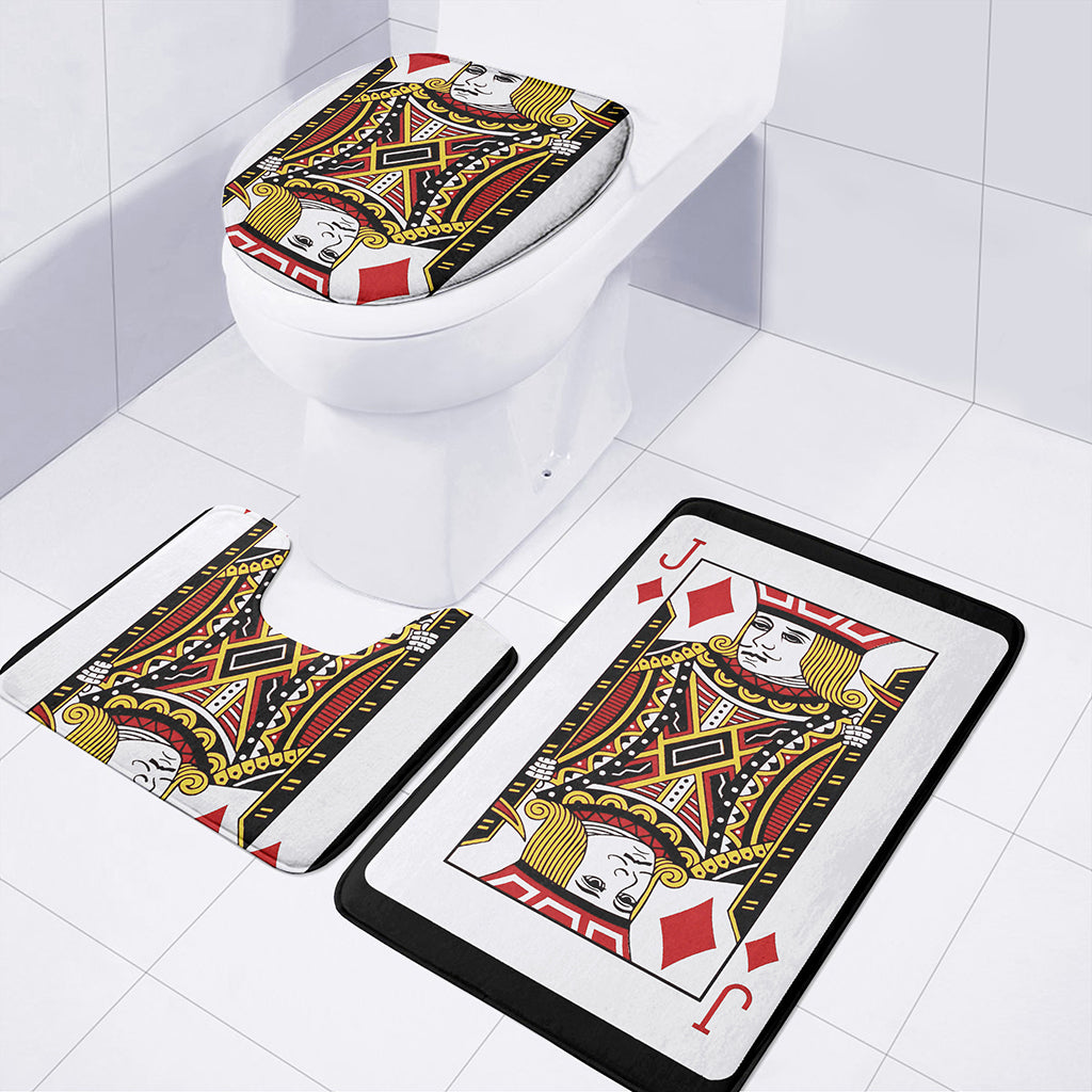 Jack Of Diamonds Playing Card Print 3 Piece Bath Mat Set