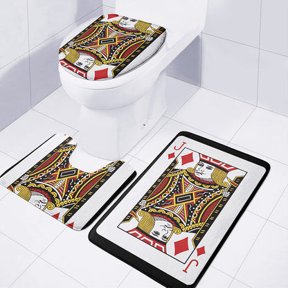 Jack Of Diamonds Playing Card Print 3 Piece Bath Mat Set