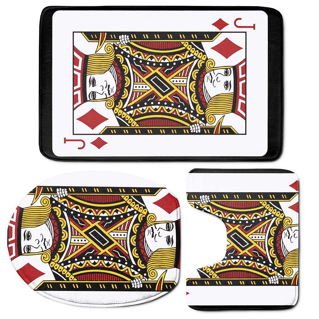 Jack Of Diamonds Playing Card Print 3 Piece Bath Mat Set