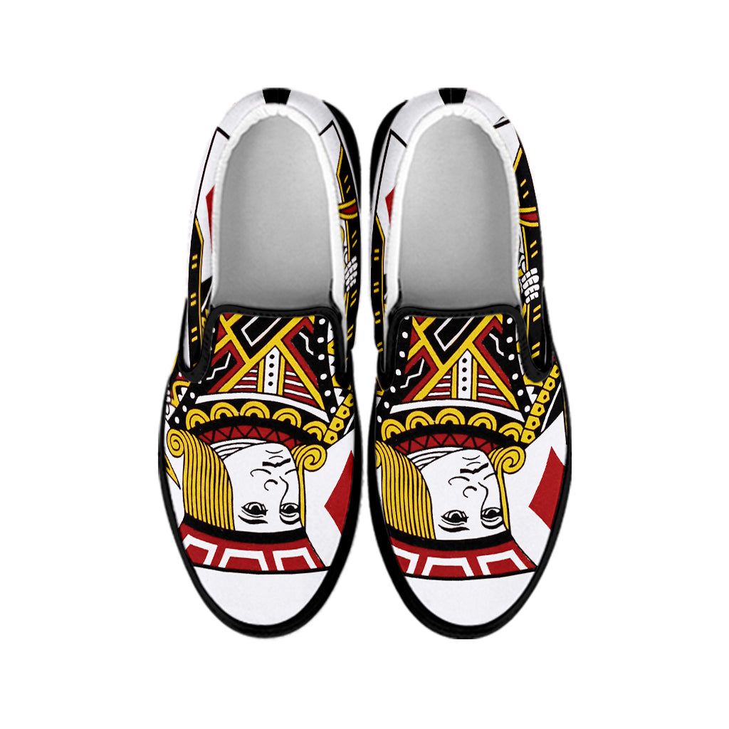 Jack Of Diamonds Playing Card Print Black Slip On Shoes