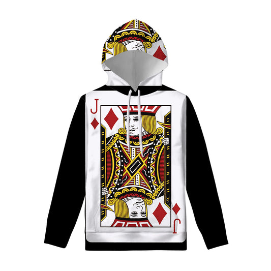 Jack Of Diamonds Playing Card Print Pullover Hoodie