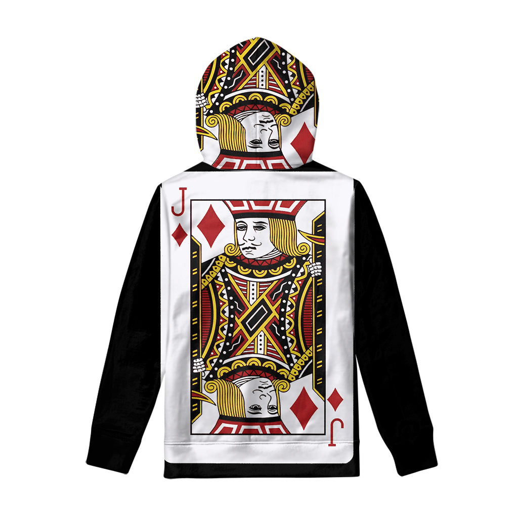 Jack Of Diamonds Playing Card Print Pullover Hoodie