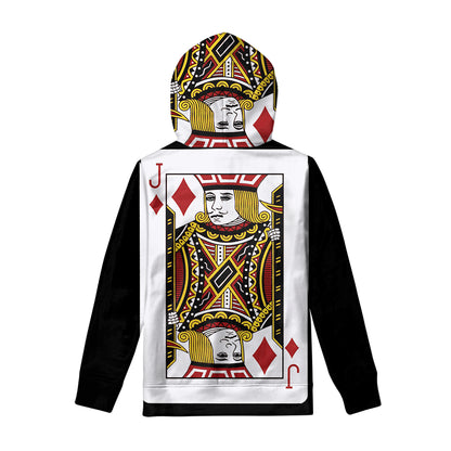 Jack Of Diamonds Playing Card Print Pullover Hoodie