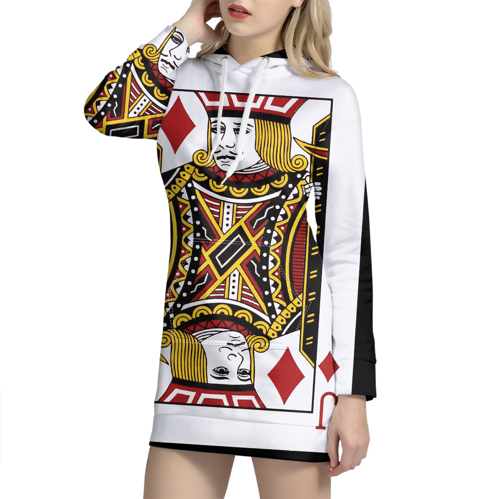 Jack Of Diamonds Playing Card Print Pullover Hoodie Dress