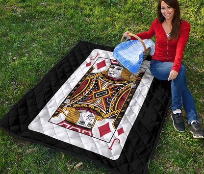 Jack Of Diamonds Playing Card Print Quilt
