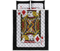 Jack Of Diamonds Playing Card Print Quilt Bed Set